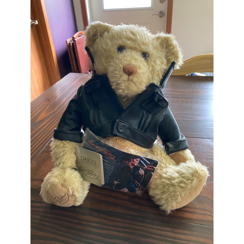 Vintage Dakin Elvis Presley Bear with COA Black Jacket 2000 Signature Collection